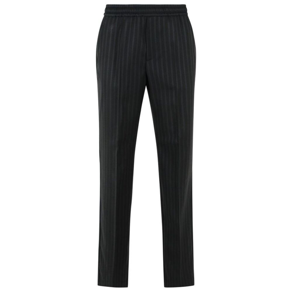 Versace Black Jacquard Wool Pants Men